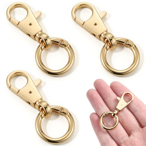 salbsever 3 Pcs Bag Charm Clip Gold Swivel Hooks for Purses Heavy Duty Gold Purse Charms for Handbags Purses Clasps for Bag Making Lobster Clasp Keychain Clip for DIY Crafts Making Accessories
