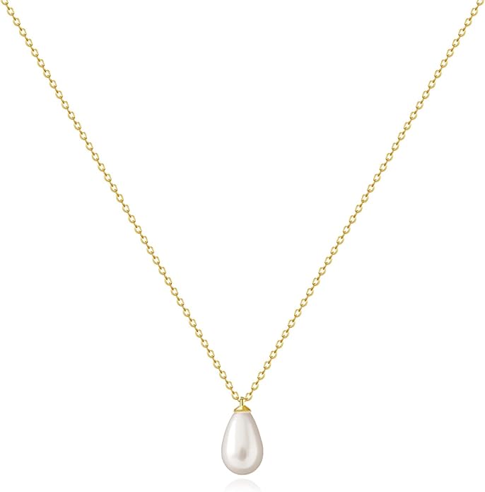 Zeffy Gold Pearl Necklace for Women, Dainty 14K Gold/Silve Plated Layered Pearl Choker Pearl Earrings Pearl Bracelets Wedding Trendy Gold Jewelry Set for Women Gifts