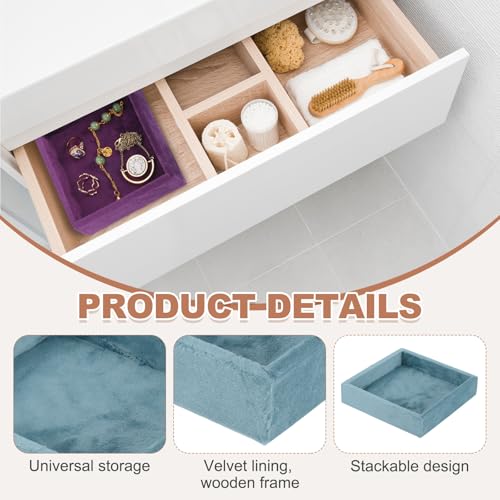 uxcell Stackable Jewelry Storage Tray, Empty Tray Drawer Organizer, Small Display Box for Earrings, Necklaces, Rings and Bracelets, Light Blue - color: Light Blue