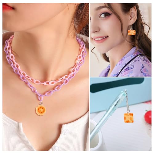 Craftdady Resin Plastic Miniature Food Snack Pendants Charms Ice Drink Juice Pendants Cute Bottle Fruit Keychain Charms Hang Ornament for DIY Craft Earring Bracelet Necklace Jewelry Making - color: Yellow Simulated Bread