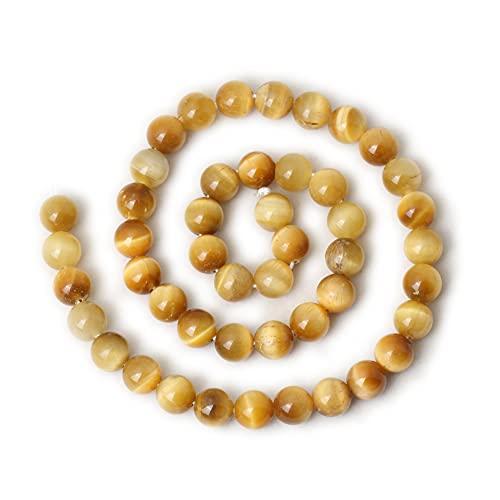 45PCS 8mm Natural Golden Tiger Eye Stone Round Loose Beads for Jewelry Making DIY Bracelet Necklace Materials 1 Strand 15" - color: Golden Tiger Eye, size: 8mm