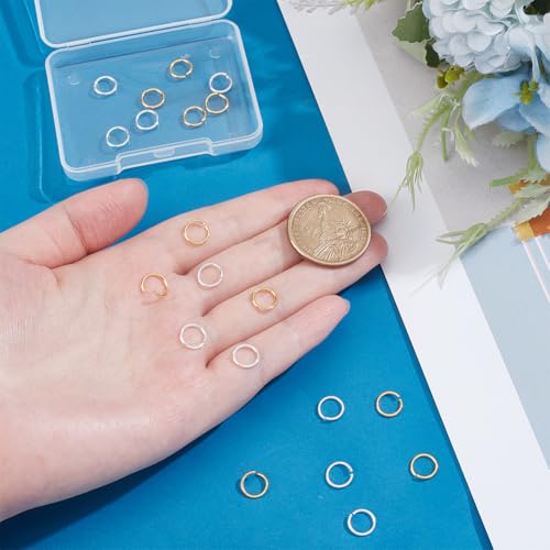 PH PandaHall 20Pcs 925 Sterling Silver Open Jump Rings, 8mm Jewelry Connector Ring 19 Gauge O Rings Junction Ring Connectors for Earring Necklace Bracelet Jewelry Keychain Making, Silver/Golden