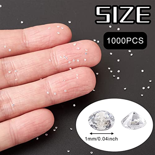 Fashewelry 1000Pcs Crystal Clear Cubic Zirconia Faceted Rhinestone Cabochons 1mm Mini Pointed Back Diamante Gems Beads No Hole for Nail Art Craft Replacing Jewelry - color: Clear, size: 1mm-zirconia