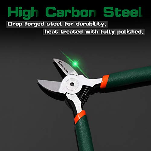 SPEEDWOX Mini Flush Cutters 4.5 Inch Wire Flush Cutters Side Cutters with Spring Functional Precision Tools for Cutting Electronics Wires Jewelry DIY and Handmade - size: 4.5"