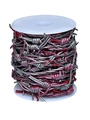 Artificial Barbed Wire Ribbon Trim Real Leather Cord for Party Home Decoration, Gift Boxes, DIY Crafts - 33 Feet Spool by Cords Essentials (Blood Gray) - color: Blood Gray