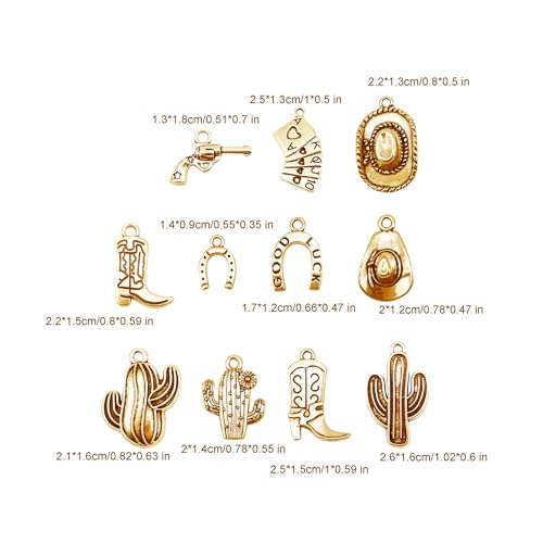 Julie Wang 100 Grams Alloy Western Cowboy Cowgirl Charms Antique Silver Gold Color Boot Hat Pendants for Necklace Earrings Bracelet Jewelry Making Women Gifts Craft DIY Findings - color: Mixed