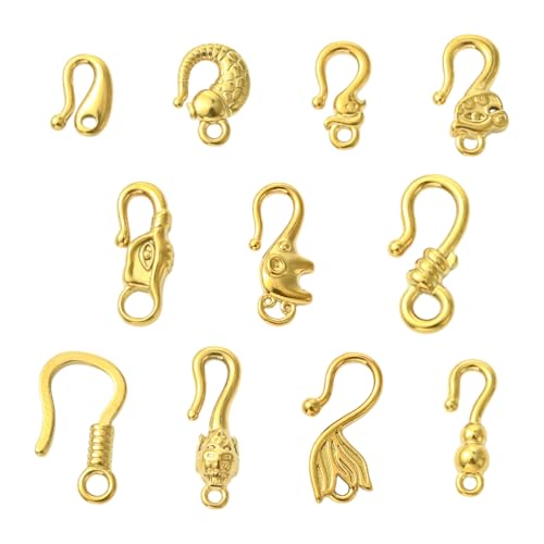 Gelirda 11Pcs Mixed Styles S Hook Ring Toggle Clasps Stainless Steel End Clasps Connectors for Jewelry Making Bracelet Necklace