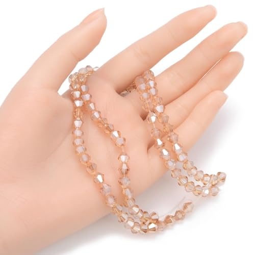 250pcs Czech 6mm (0.24 Inch) Faceted Bicone Crystal Glass Loose Beads Spacer Bulk Golden Shadow for DIY Craft Jewelry Making CCB628 - color: Golden Shadow, size: 6mm - 250pcs