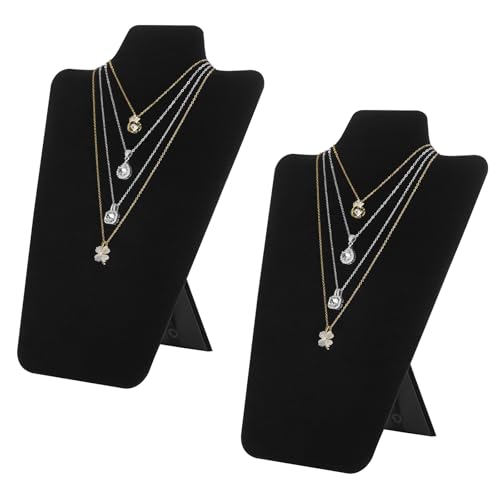KUKUVR 2Pcs Black Velvet Necklace Bust Display Stand, Jewelry Pendants Chain Holder Stand, Necklace Display Board for Retail Vendor Booth & Selling (Large 12.2 * 7.9inch) - size: Large 12.2*7.9inch