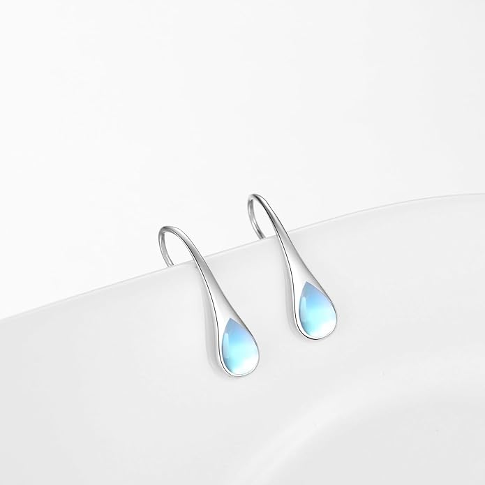 925 Sterling Silver Small Pear-Shaped Modern Style Hook Earrings with Crystals from Austria