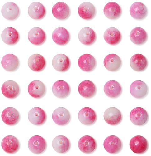 QINJIEJIE 100pcs Pink Tourmaline Jade Natural Stone Beads 8mm Round Loose Gemstone for Bracelet Necklace Earrings Jewelry Making - Polished Pink Crystal DIY - color: D-Pink Tourmaline Jade, size: 100PCS