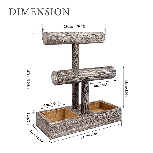 LadyRosian 2 Tier Wooden Display Jewelry Accessory Stand Jewelry Bracelet Holder Bangle Watch Necklace Storage Jewelry Holder Stand Display Organizer, (Antique White-2 layers) - color: Antique White 2-Tier