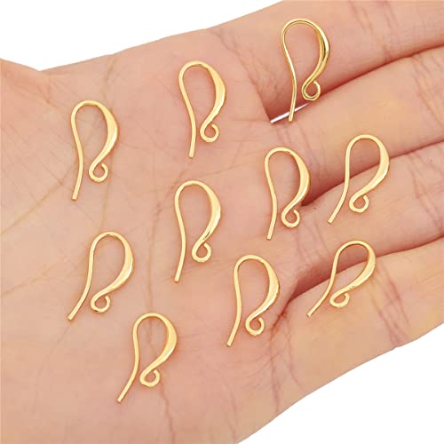 BEADIA 18K Gold Plated Earring Hooks 10x16mm 20pcs for Jewelry Making Findings - size: Hooks 10x16mm