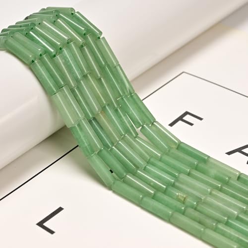 30 Pcs 4x13mm Natural Light Green Aventurine Crystal Bead Smooth Cylinder Tube Spacer Beads for Bracelets Jewelry Making - color: Green Aventurine, size: 4x13mm