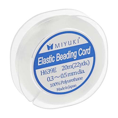 Miyuki Elastic Beading Cord – Clear, 0.5 mm Diameter, 20 Meter Spool, Premium Stretch String for Jewelry Making and Beadwork - size: 0.5 mm - 20 Meter
