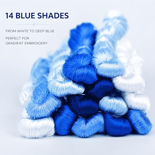 Natural 100% Silk Thread, Handmade Embroidery Thread Silk Floss 14 Colors 110m Each (70) - color: 70