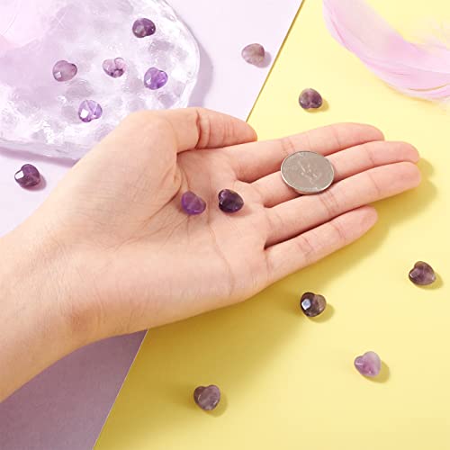 Craftdady Faceted Heart Natural Amethyst Stone Beads Puff Heart Gemstone Loose Beads Energy Healing Crystal Stone 10x10mm for Jewelry Craft Necklace Bracelet Earring Making, 18~20pcs - color: Faceted Heart Amethyst
