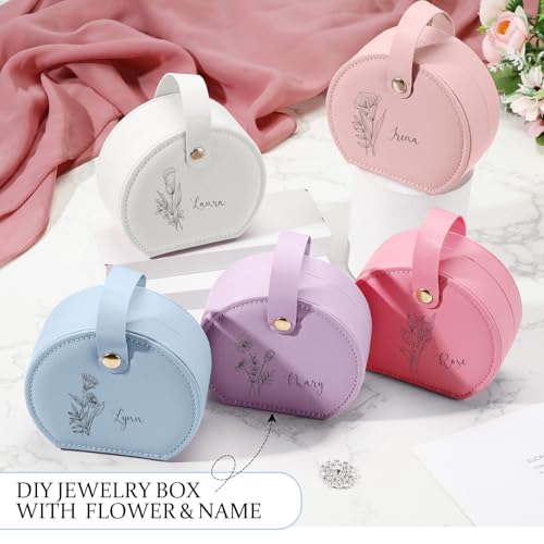 Weysat Travel Jewelry Case Bulk Mini Leather Bridesmaid Jewelry Gift Box Small Earring Storage Organizer(White, Pink, Green, Blue, Purple, Dark Pink,12 Pack) - color: White, Pink, Green, Blue, Purple, Dark Pink