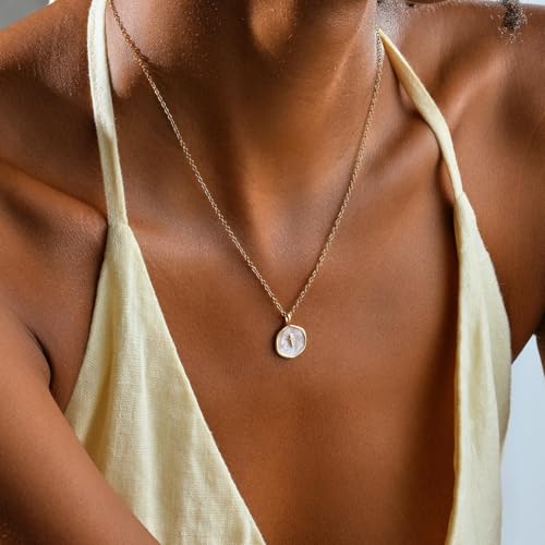 Mothers Day Gifts for Mom Cross Necklace for Women Dainty 14K Gold Plated Cross Coin Necklace Simple Round Disc Pendant Minimalist Cute Charm Everyday Religious Jewelry Gifts - style: cable chain