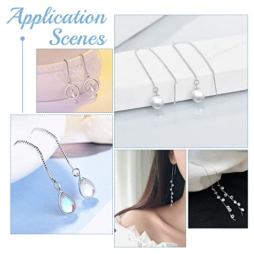 Beebeecraft 1 Box 10Pcs Platinum Plated Threader Earrings with 925 Sterling Silver Pins Pull Through Threaded Long Chain Drop Tassel with Loop 3.34inch - color: Platinum Color, size: 85mm