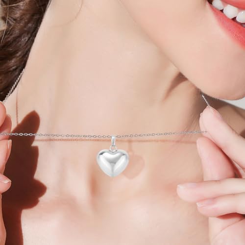 Beebeecraft 10Pcs 925 Sterling Silver Plated Heart Charms Metal Brass Love Heart Puffy 3D Shaped Pendant Charm for Jewelry Making Valentine DIY Crafts Necklace (20x20.5x10mm) - color: Silver, size: 20x21x10mm