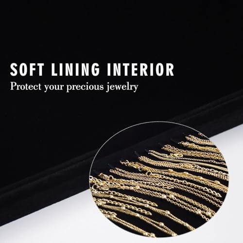 Siveit Necklace Organizer Box Premium 20 Hooks Velvet Necklace Display Jewelry Tray with Transparent Lid Jewelry Necklace Display Box for Necklace Pendants Suitable for Women and Girls (Black) - color: Black
