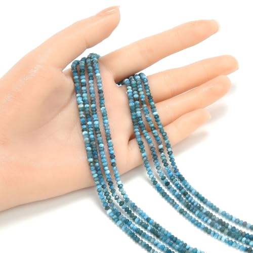 Adabele 30 Inch Natural Blue Apatite Healing Gemstone 3mm x 2mm Tiny Small Faceted Round Rondelle Loose Beads Stone Spacer (120-130pcs) for Craft Jewelry Making GK-A8 - color: Blue Apatite, size: 3mm x 2mm - 30 inch/2 strands