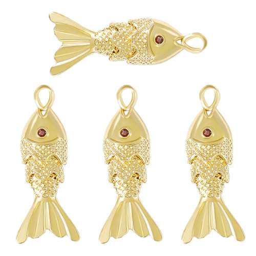 Coiris Gold Fish Charm Pendant 3D Sea Animal DIY Bracelet Necklace Earrings Beading and Jewelry Making Decorations - color: Gold, size: Small