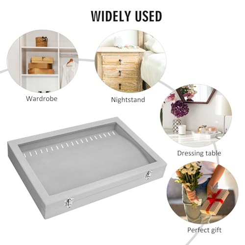 Vicoter Velvet Necklace Display Jewelry Tray 20 Hook Necklace Tray Necklace Pendant Jewelry Tray for Women and Girls - color: Grey, size: 20 Hook