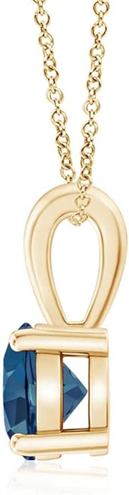 Angara Natural Blue Topaz Solitaire Pendant for Women | Classic Prong-Set Round Blue Topaz Pendant in 14K Solid Gold/Silver/Platinum With 18" Chain | December Birthday, Gemstone Jewelry Gift