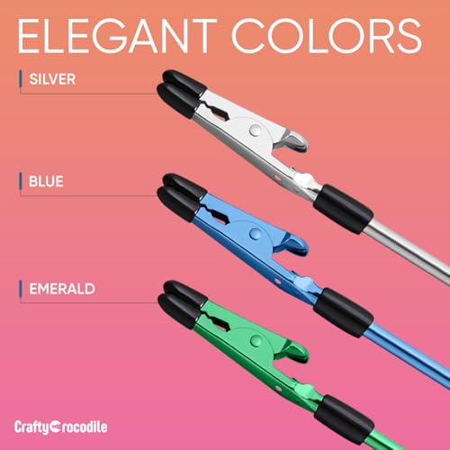 CraftyCrocodile Set of 3 Bracelet Helper Tool - Fastener Tool for Bracelet, Necklace, Jewelry, Watch - Сlip, Clasp Helper - Easy to Put on Yourself, Portable, Made of Metal, Silver, Blue, Emerald - color: Silver, Blue, Emerald