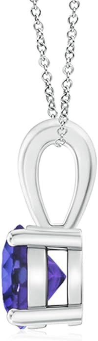Angara Natural Tanzanite Solitaire Pendant for Women | Round Tanzanite Solitaire Pendant Necklace in 14K Solid Gold/Silver/Platinum With 18" Chain | December Birthday, Gemstone Jewelry Gift