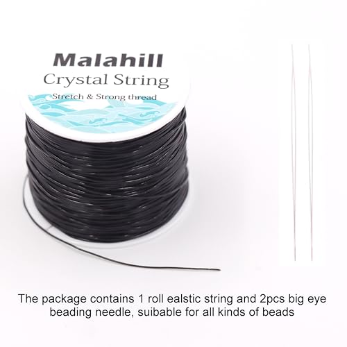 Elastic String Cord for Jewelry Making Bracelet Beading Thread,Stretchy String for Bracelets with 2 Pcs Beading Needles Beading Cord Black 0.8mm - size: Black 0.8mm