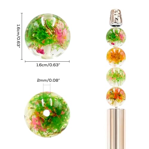 20Pcs 16mm Flowers Plants Focal Round Beads for Pens Garden Fancy Space Beads for DIY Craft Beadable Pens Keychain Bracelet Necklace Earrings Jewelry Making - color: Flowers Plants