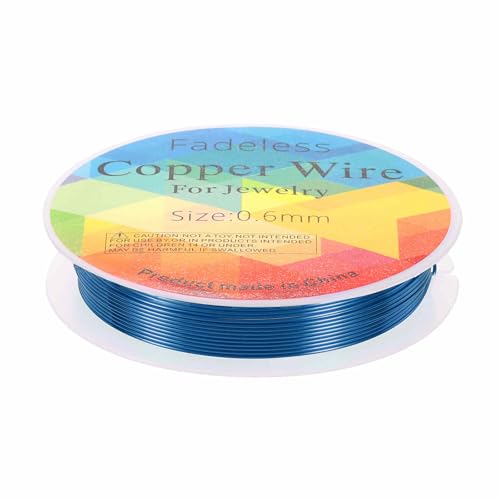 HARFINGTON 13ft Jewelry Wire, 22 Gauge (0.6mm) Brass Craft Soft Metal Tarnish Resistant Copper Beading Wire for Jewelry Making Supplies Crafting, Blue - color: Blue, size: 22 Gauge x 13ft