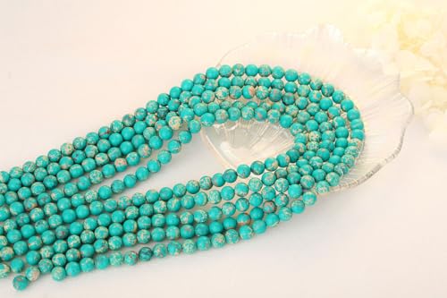 QINJIEJIE 60PCS Blue Imperial Jasper Beads 8mm Stone Beads Round Loose Gemstone Bead for Bracelet Beading Crystal Jewelry Making DIY Necklace Earrings 0.32" - color: Blue Imperial Jasper, size: 60PCS