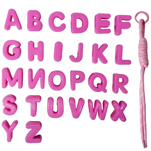 26PCS Large 6mm Hole Letter Beads, 20mm Acrylic Beads A to Z,for DIY Jewelry Making Kit Friendship Bracelet Key Chain and Bag Charm (26 A to Z Pink) - color: 26 A to Z Pink