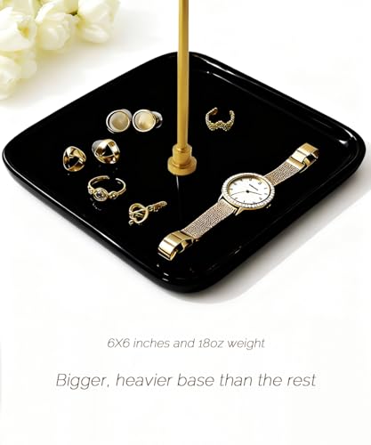 VROOMIUM Necklace Holder- Ceramic Base 1ft Height Jewelry Organizer Stand, Aesthetic Jewelry Hanger Display for Necklaces, Bracelets, Rings, Exhibidor de Collares-Mysterious Black - color: Sq. Lux Black