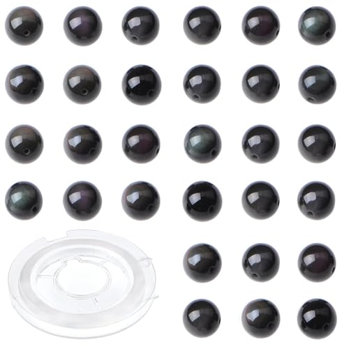 4mm 200pcs Natural Stone Round Beads Black Obsidian Genuine Stone Beading Loose Gemstone DIY Charm Smooth Beads for Bracelets Necklaces Earrings Hole Size 1mm (Black Obsidian 4mm) - color: Black Obsidian, size: 4mm
