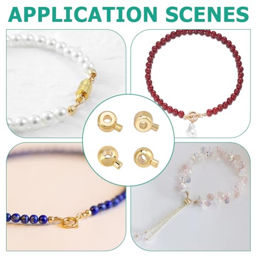 80Pcs 2 Styles Brass Crimp Beads Golden Stopper Beads Column Round Positioning Spacer Bead Positioning Stopper Crimp Charms Ends Accessories for Necklace Bracelet Jewelry Making