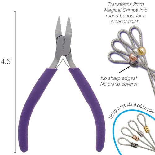 The Beadsmith Magical Crimp Forming Pliers – Beading Tool Transforms 2mm Crimp Tubes into Round Beads, Compatible with .018–.020 Inch Wire, Easy Jewelry-Making Crimper for Beadwork and Crafts