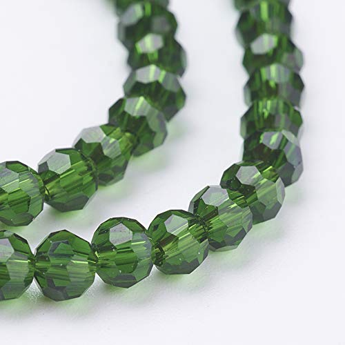 Perlin Czech Bohemian Crystal Glass Beads Faceted Round 4mm 90 Pieces Loose Spacer 1 Strand Beads for DIY Jewelry Earrings Necklace Bracelet Making (Dark Green) - color: dark green
