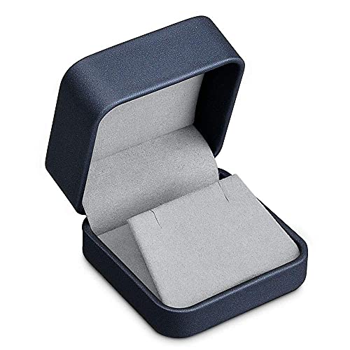 Blue Round Corner Earrings Gift Box PU Leather Jewelry Earring Gift Packaging Box - color: Earring box