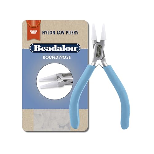 Beadalon Designer Series Nylon Jaw Pliers, Round Nose, Pacific Blue Vinyl-Free Grips, Stainless Steel, 5.25 in - color: Pacific Blue, style: Round Nose