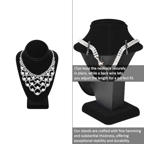 MOOCA Jewelry Display Set, Necklace Display Bust, Earring Organizer, Ring Holder Stand for Showcase and Store, Premium Fabric - color: 2) 7 piece. Black Velvet