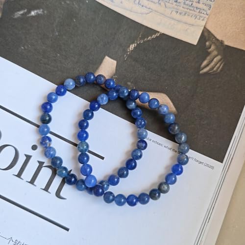 Natural Healing Gemstone Bracelet Handmade Yoga Stretch Elastic Bracelet Stress Relief Crystal Jewelry for Men and Women - color: Blue Sodalite (Wisdom), size: 6mm