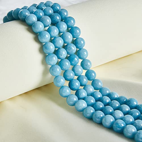 35pcs 10mm Deep Aquamarine Beads Natural Gemstone Beads Round Loose Beads for Jewelry Making - color: Aquamarine, size: 10mm