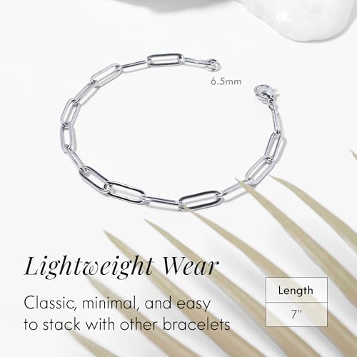Destin Jewelry Paperclip Chain Necklace for Women, Waterproof 18K Gold Plated Stainless Steel, Hypoallergenic, Adjustable Layering Chain, Tarnish-Resistant, 2.5–6.5mm - color: Stainless Steel, size: 7", style: 2.5 MM