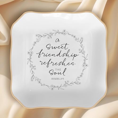 LITTLEBIGGER Friendship Gifts for Women – Christian Jewelry Dish – Forget Me Not Flower Trinket Tray, Friendship Gifts for Friend, Sisters in Christ, Mothers Day Gifts And Graduation Gifts - style: Friendship - F