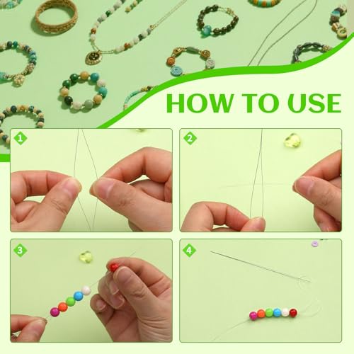 UOOU 32 Pcs Beading Needles Set, 8 Sizes Big Eye Bead Needles, Twist Beading Needles for Seed Beads, Jewelry Making - color: Silver-32 Pcs